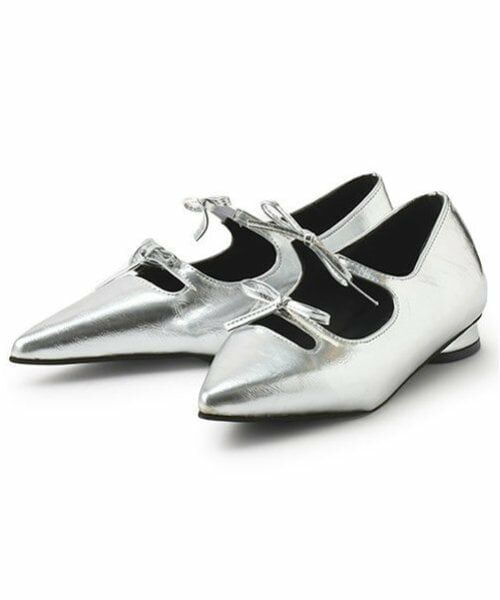 Mi-je / ミジェ パンプス | ダブルリボンパンプス【韓国ファッション】（シルバー）