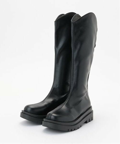 Mi-je / ミジェ ブーツ（ショート丈） | 合皮ロングブーツ【韓国ファッション】（黒）