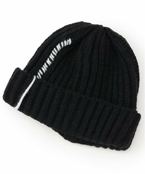 Mi-je / ミジェ ニットキャップ | ステッチラインニット帽【韓国ファッション】（黒）