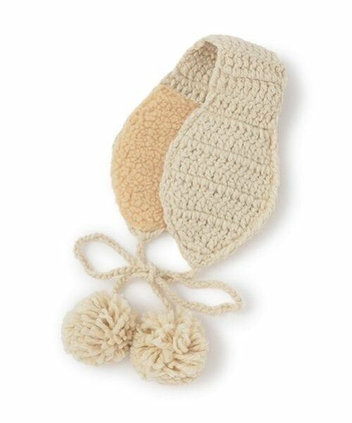 Mi-je / ミジェ ブローチ・コサージュ | ポンポンクロシェイヤーマフ【韓国ファッション】（アイボリー）