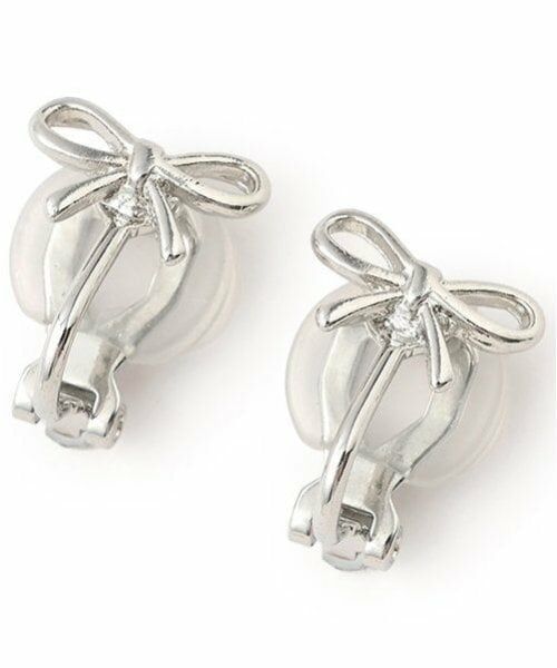 Mi-je / ミジェ ピアス・イヤリング | プチリボンイヤリング【韓国ファッション】（シルバー）