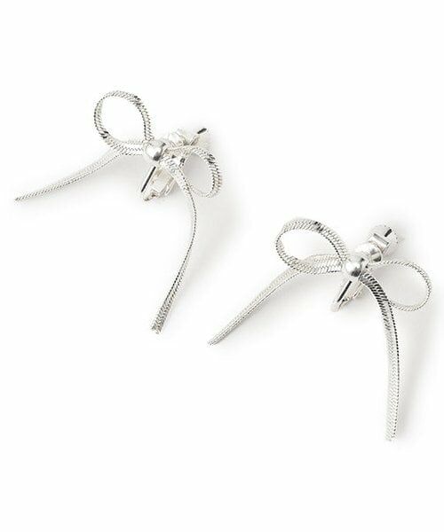 Mi-je / ミジェ ピアス・イヤリング | シルバーリボンイヤリング【韓国ファッション】（シルバー）