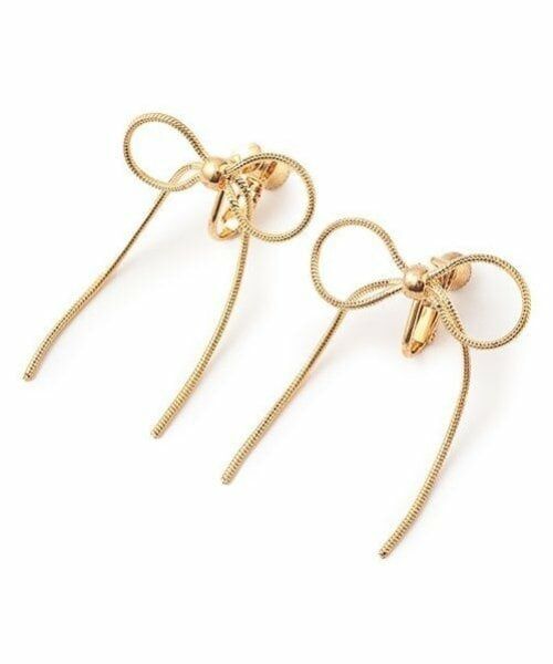 Mi-je / ミジェ ピアス・イヤリング | ゴールドリボンイヤリング【韓国ファッション】（ゴールド）