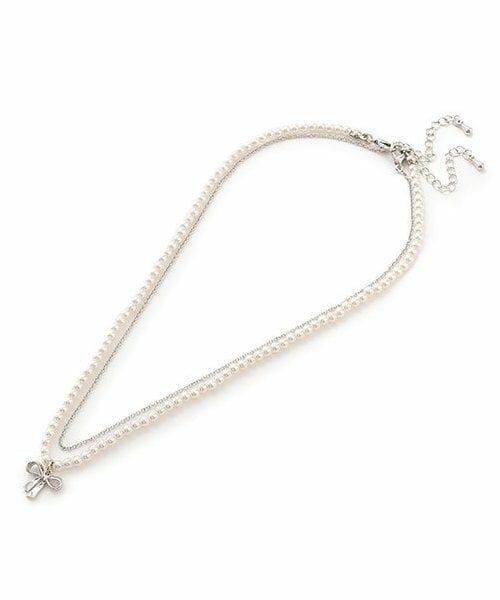 Mi-je / ミジェ ネックレス・ペンダント・チョーカー | パールリボンWネックレス【韓国ファッション】（シルバー）