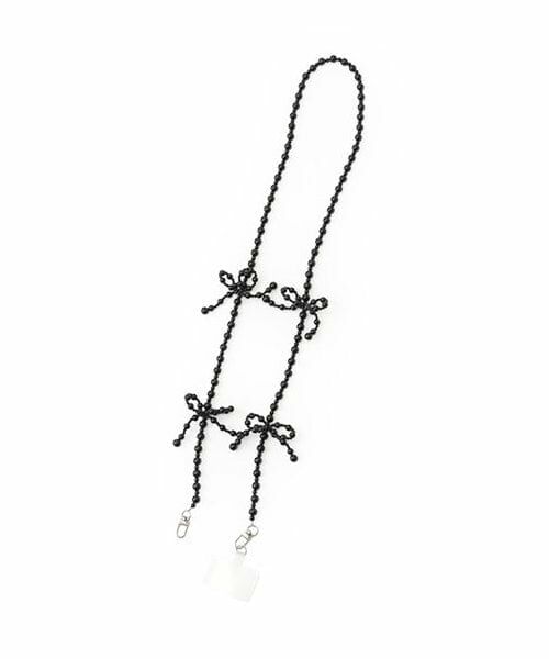 Mi-je / ミジェ ブローチ・コサージュ | ビーズリボンストラップ【韓国ファッション】（黒）