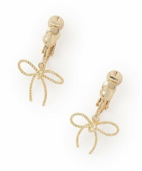 Mi-je / ミジェ ピアス・イヤリング | リボンイヤリング【韓国ファッション】（ゴールド）