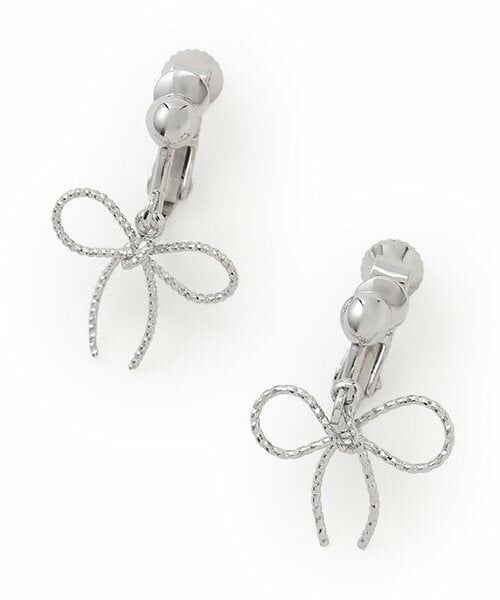 Mi-je / ミジェ ピアス・イヤリング | リボンイヤリング【韓国ファッション】（シルバー）