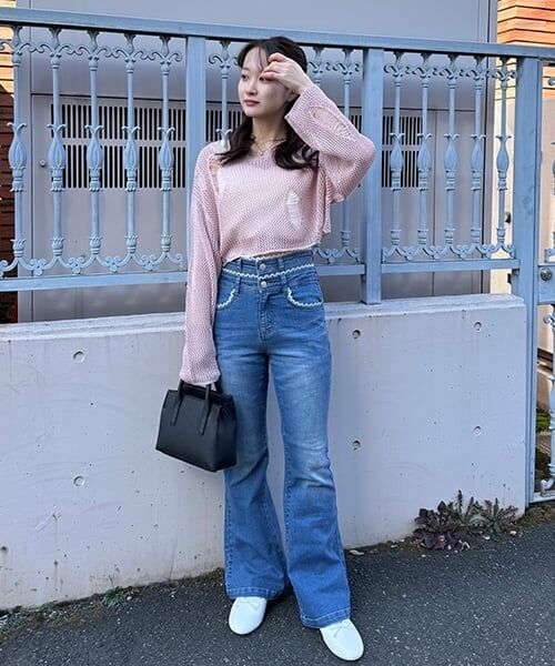 Mi-je / ミジェ その他パンツ | レース付デニムフレアパンツ【韓国ファッション】 | 詳細14