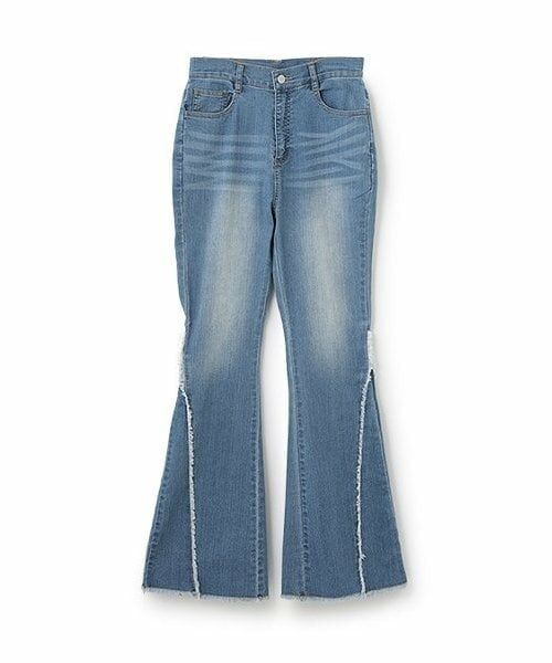 Mi-je / ミジェ その他パンツ | フリンジデニムフレアパンツ【韓国ファッション】（ライト ブルー）