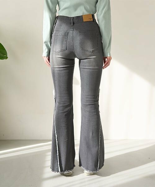 Mi-je / ミジェ その他パンツ | フリンジデニムフレアパンツ【韓国ファッション】 | 詳細4