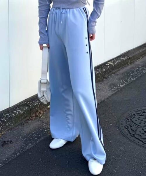 Mi-je / ミジェ その他パンツ | トラックパンツ【韓国ファッション】（ライト ブルー）