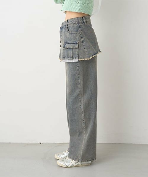 Mi-je / ミジェ その他パンツ | ラップ付デニムワイドパンツ【韓国ファッション】 | 詳細3