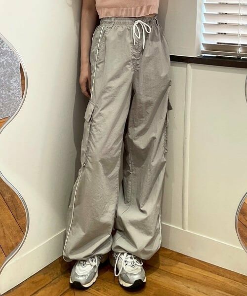 Mi-je / ミジェ その他パンツ | サイドラインカーゴパンツ【韓国ファッション】（ライト グレー）