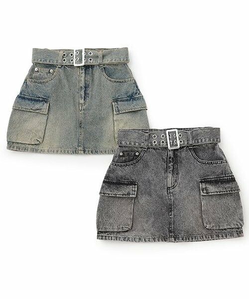 Mi-je / ミジェ ミニ・ひざ丈スカート | ベルトつきデニムカーゴスカート【韓国ファッション】 | 詳細15