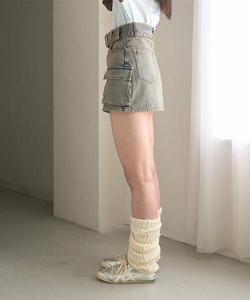 Mi-je / ミジェ ミニ・ひざ丈スカート | ベルトつきデニムカーゴスカート【韓国ファッション】 | 詳細3