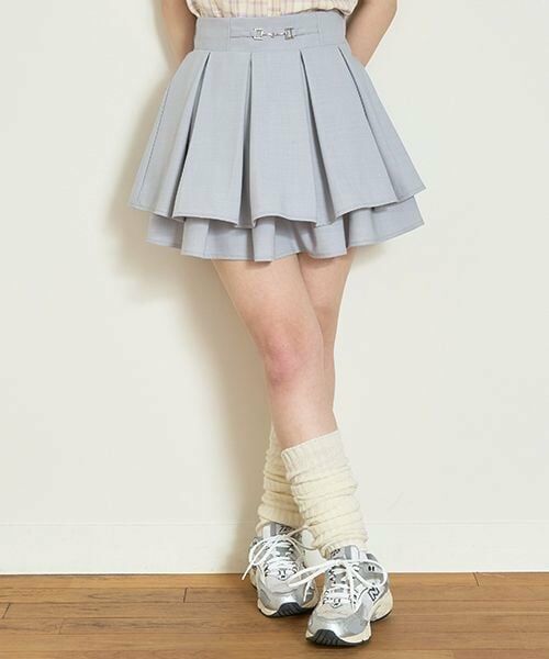 Mi-je / ミジェ ミニ・ひざ丈スカート | ハイウエストプリーツスカート【韓国ファッション】（グレー）
