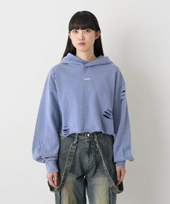 Mi-je / ミジェ スウェット | ダメージクロップドパーカ【韓国ファッション】