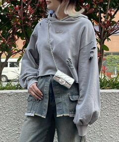 Mi-je / ミジェ スウェット | ダメージクロップドパーカ【韓国ファッション】