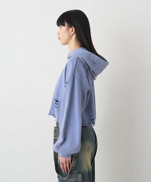 Mi-je / ミジェ スウェット | ダメージクロップドパーカ【韓国ファッション】 | 詳細4