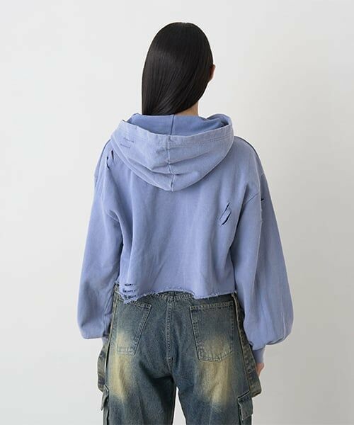 Mi-je / ミジェ スウェット | ダメージクロップドパーカ【韓国ファッション】 | 詳細5
