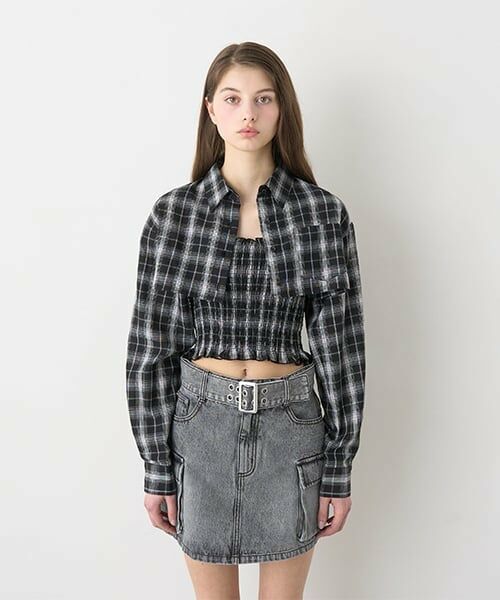 Mi-je / ミジェ シャツ・ブラウス | クロップドシャツビスチェSET【韓国ファッション】（マルチ）