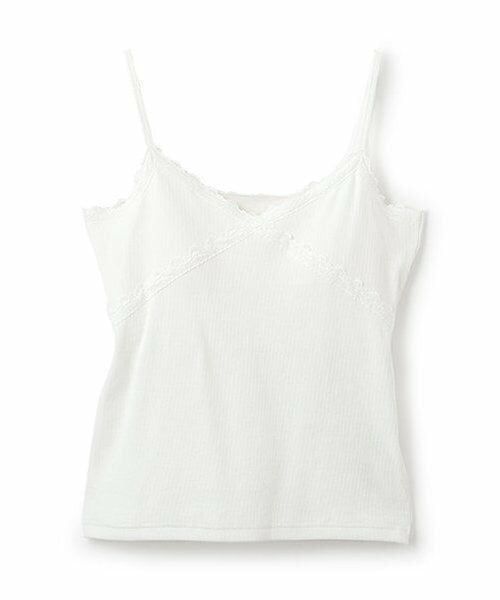 Mi-je / ミジェ Tシャツ | クロスレースキャミ【韓国ファッション】（オフ ホワイト）