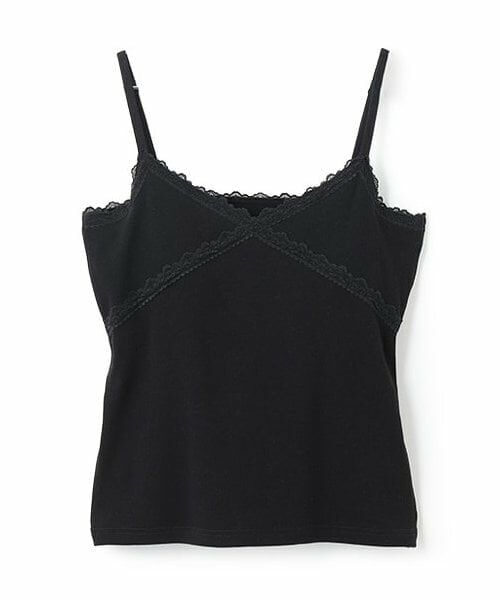 Mi-je / ミジェ Tシャツ | クロスレースキャミ【韓国ファッション】（黒）