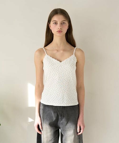 Mi-je / ミジェ Tシャツ | クロスレースキャミ【韓国ファッション】（マルチ）