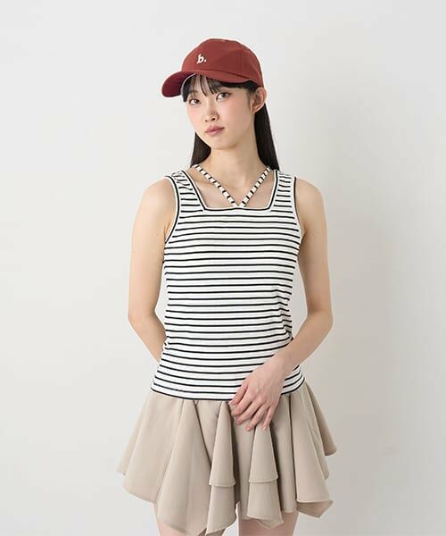 Mi-je / ミジェ Tシャツ | クロスホルタータンク【韓国ファッション】（マルチ）