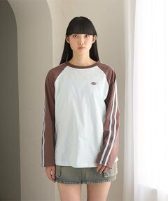 Mi-je / ミジェ Tシャツ | ラインラグラン長袖Tシャツ【韓国ファッション】