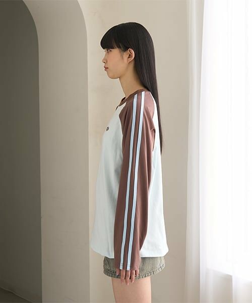 Mi-je / ミジェ Tシャツ | ラインラグラン長袖Tシャツ【韓国ファッション】 | 詳細4