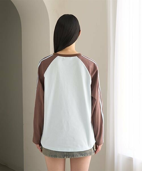 Mi-je / ミジェ Tシャツ | ラインラグラン長袖Tシャツ【韓国ファッション】 | 詳細5