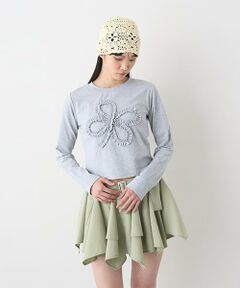 Mi-je / ミジェ Tシャツ | モチーフフリル長袖Tシャツ【韓国ファッション】