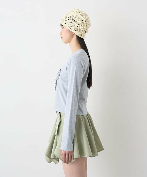 Mi-je / ミジェ Tシャツ | モチーフフリル長袖Tシャツ【韓国ファッション】 | 詳細3