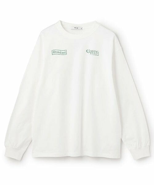 Mi-je / ミジェ Tシャツ | アソートグラフィック長袖Tシャツ【韓国ファッション】（オフ ホワイト）