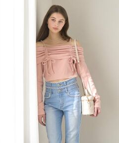 Mi-je / ミジェ Tシャツ | オフショルシャーリングトップス【韓国ファッション】