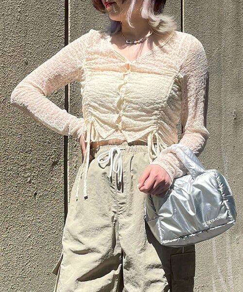 Mi-je / ミジェ ニット・セーター | レースカーデアンサンブル【韓国ファッション】（アイボリー）