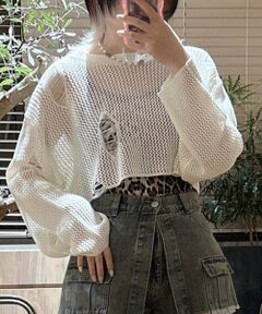 Mi-je / ミジェ ニット・セーター | ダメージメッシュニット【韓国ファッション】
