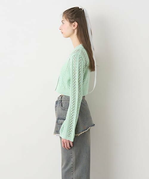 Mi-je / ミジェ ニット・セーター | 透かし編みポロカーディガン【韓国ファッション】 | 詳細4