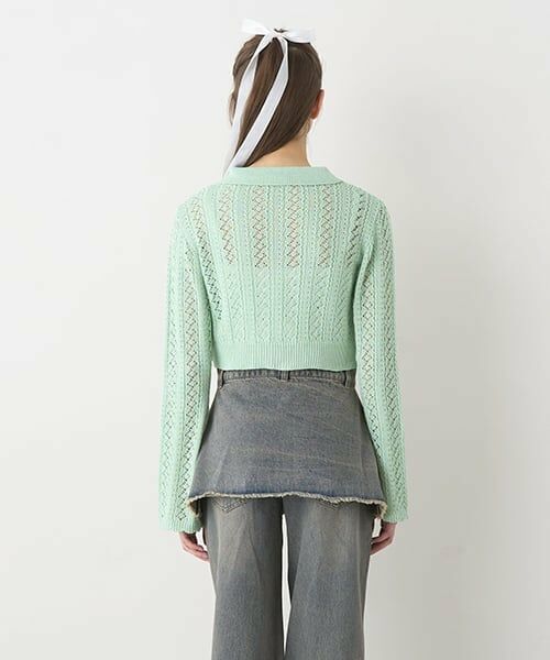Mi-je / ミジェ ニット・セーター | 透かし編みポロカーディガン【韓国ファッション】 | 詳細5
