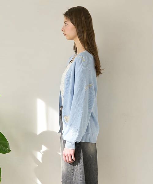 Mi-je / ミジェ ニット・セーター | モチーフ刺しゅうカーディガン【韓国ファッション】 | 詳細1