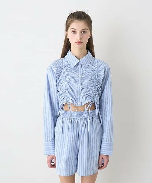 Mi-je / ミジェ シャツ・ブラウス | シャーリングリボンブラウス【韓国ファッション】 | 詳細3