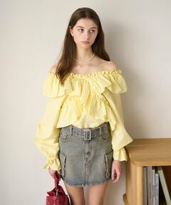 クロスフリルブラウス【韓国ファッション】