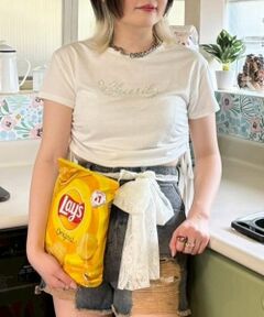 Mi-je / ミジェ Tシャツ | ViVi9月号掲載ストーンロゴ半袖Tシャツ【韓国ファッション】