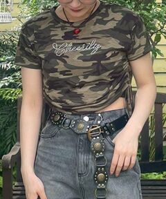 Mi-je / ミジェ Tシャツ | ViVi9月号掲載ストーンロゴ半袖Tシャツ【韓国ファッション】