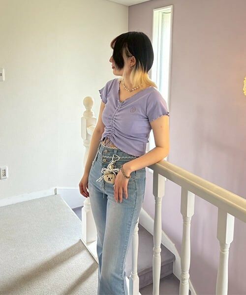 Mi-je / ミジェ Tシャツ | フロントシャーリング半袖テレコ【韓国ファッション】 | 詳細14