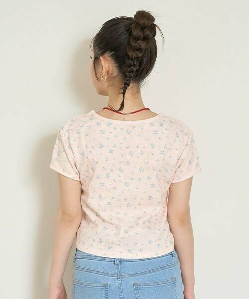 Mi-je / ミジェ Tシャツ | 小花柄ワッフル半袖Tシャツ【韓国ファッション】 | 詳細1