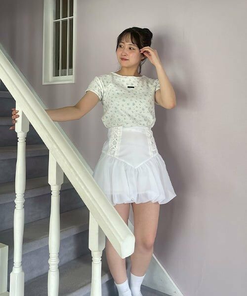 Mi-je / ミジェ Tシャツ | 小花柄ワッフル半袖Tシャツ【韓国ファッション】 | 詳細13