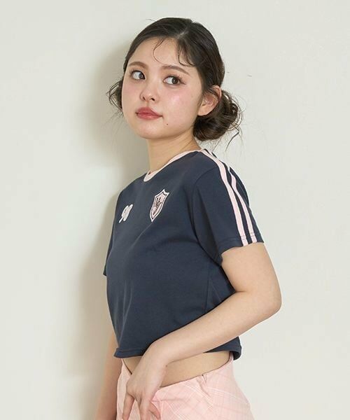 Mi-je / ミジェ Tシャツ | ラインコンパクト半袖Tシャツ【韓国ファッション】 | 詳細1