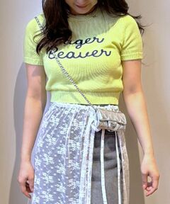 Mi-je / ミジェ ニット・セーター | チェーン刺しゅうロゴ半袖ニット【韓国ファッション】